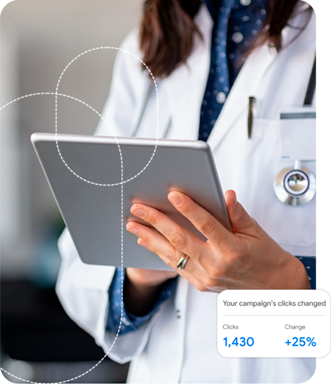 Pay Per Click management in New York. The doctor is looking at the new patient leads