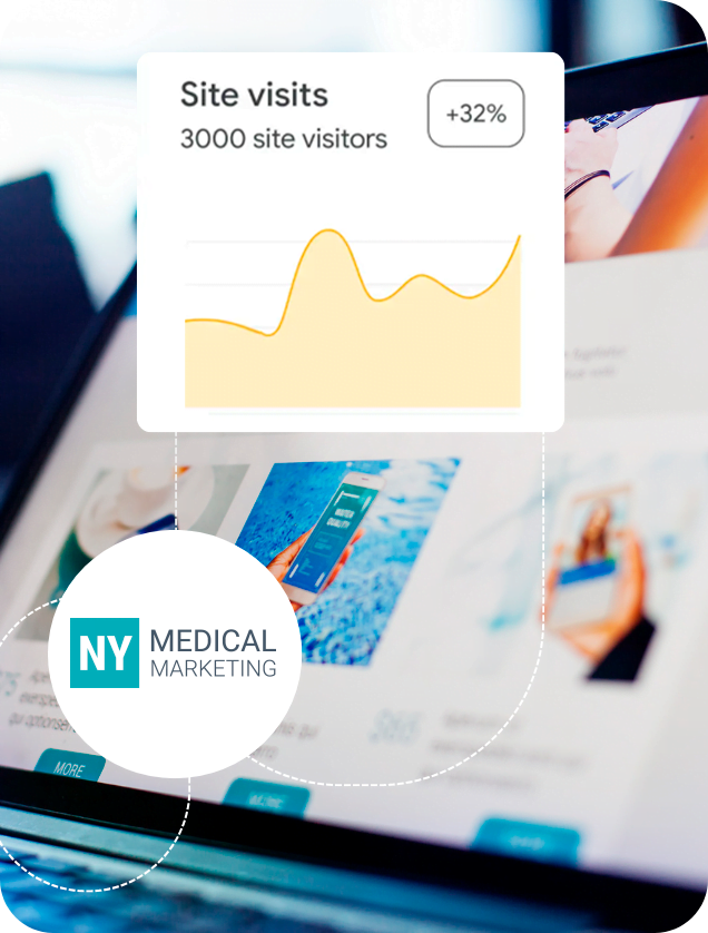 A site visits chart showing your practice growth with SEO Marketing in New York